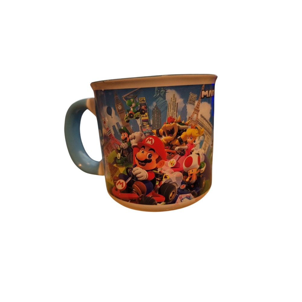 Nintendo Mario Kart Mug‎ Blue Handle Ceramic Dishwasher Safe Collectible